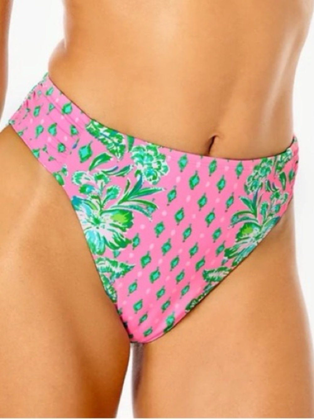 Lilly Pulitzer Pink & Green Floral High-Cut Bikini Bottom